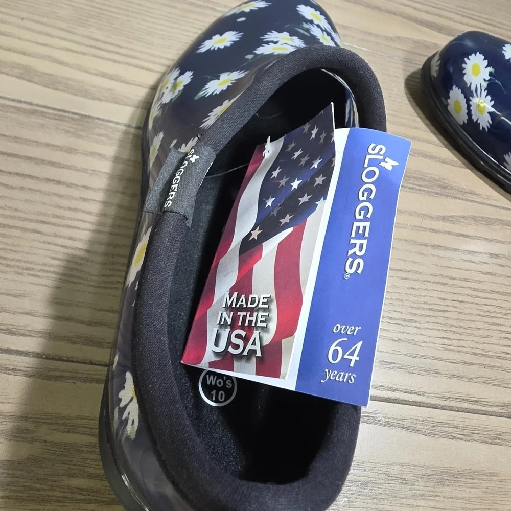Sloggers Blue Flowers Waterproof Rain Shoe/Boot‎ Women's Size 10 USA